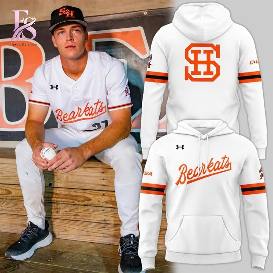2026 White Uniform Sam Houston Bearkats Baseball Hoodie