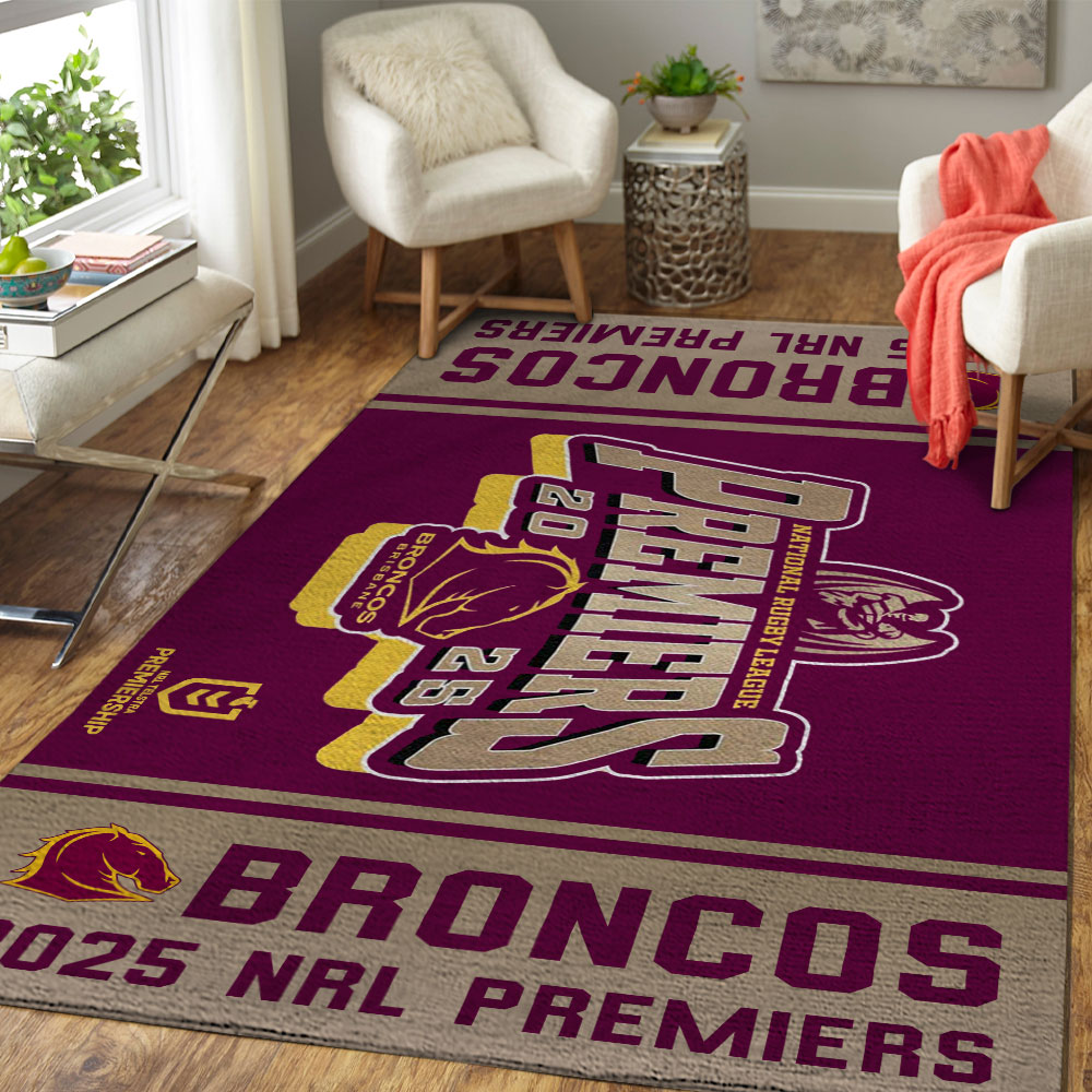 Brisbane Broncos 2025 Premiers Rectangular Rug – MAITM13260
