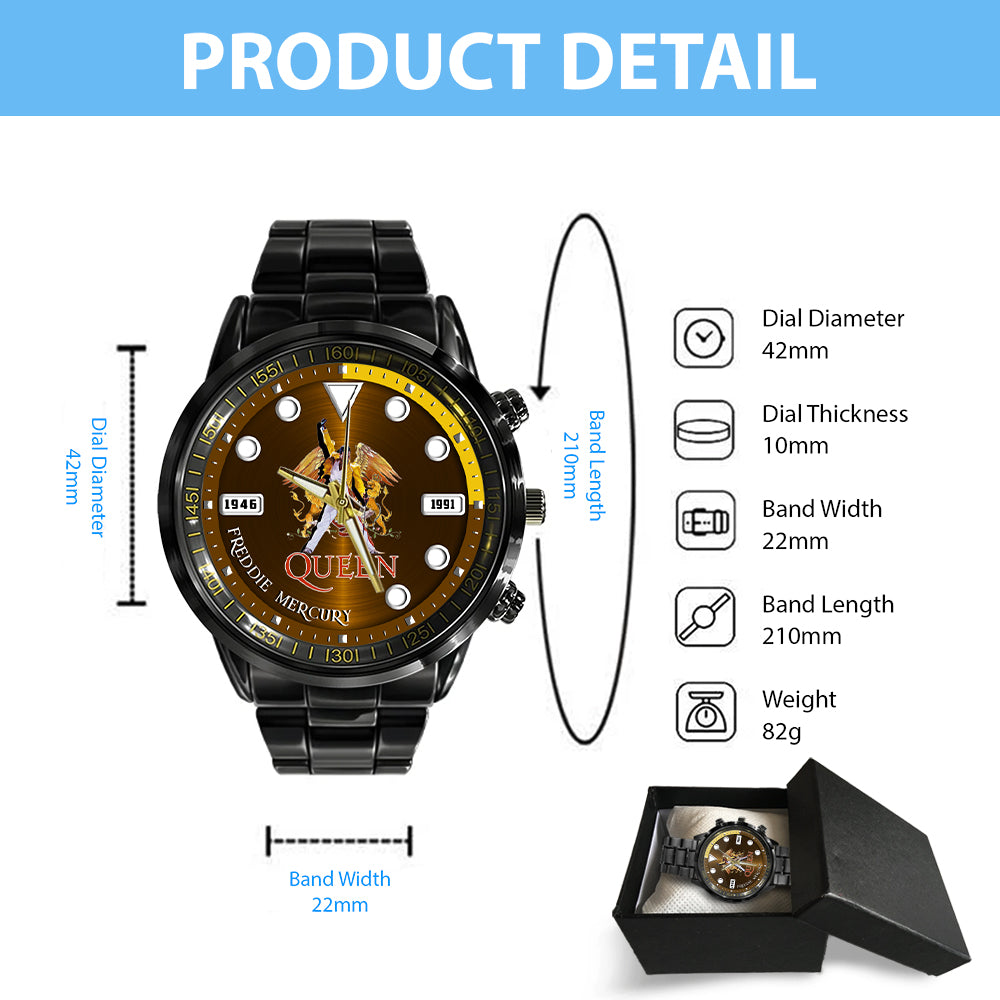 Freddie Mercury Black Stainless Steel Watch – MAITM7877