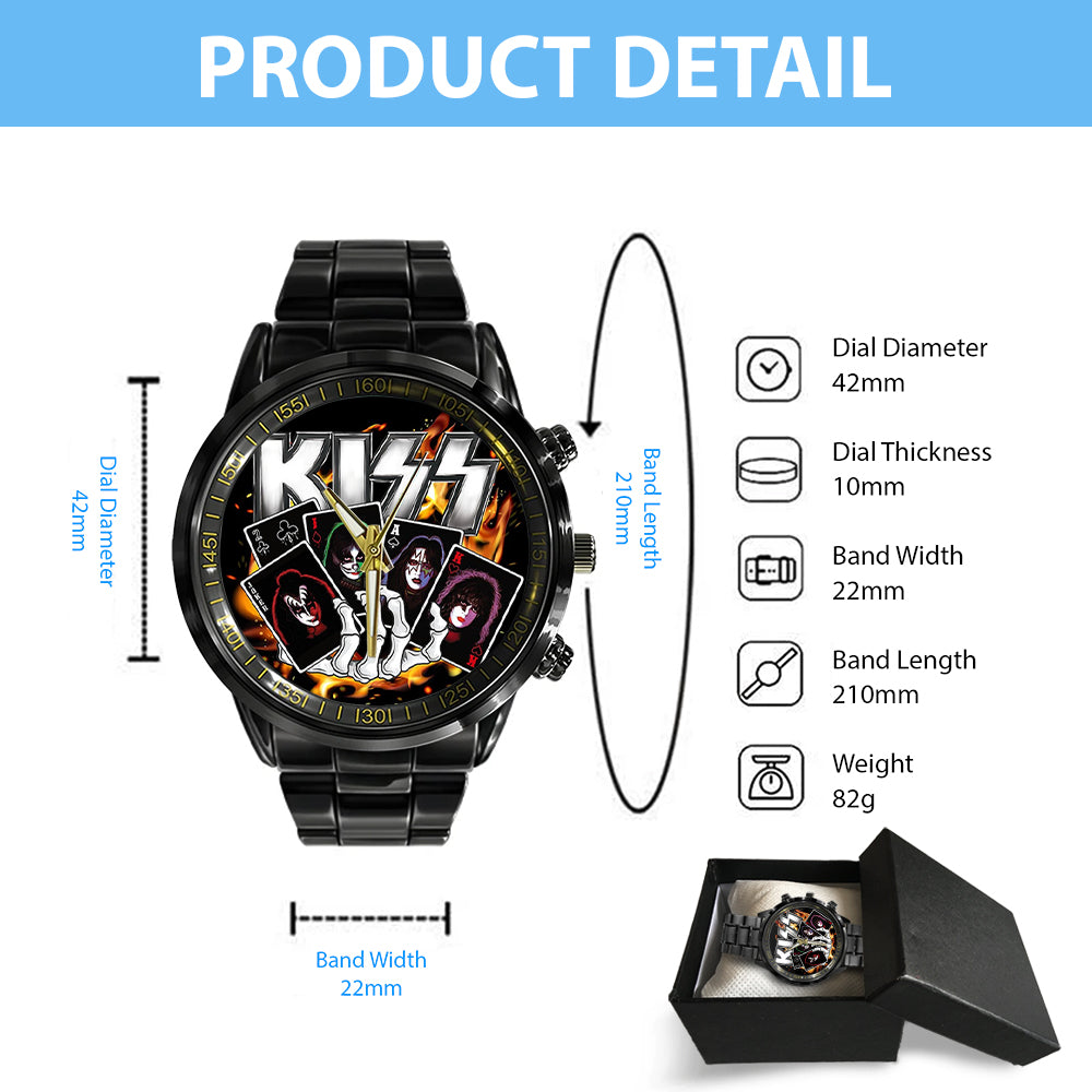 KISS Black Stainless Steel Watch – MAITM 7459