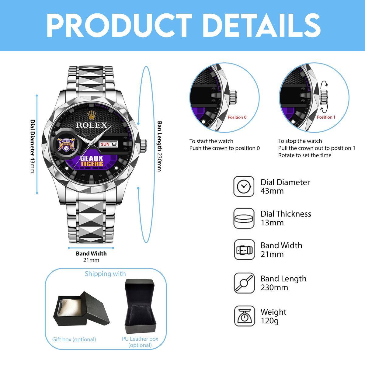 LSU Tigers Baseball x Rolex Alloy Luxury Quartz Watch – MAITM 11903