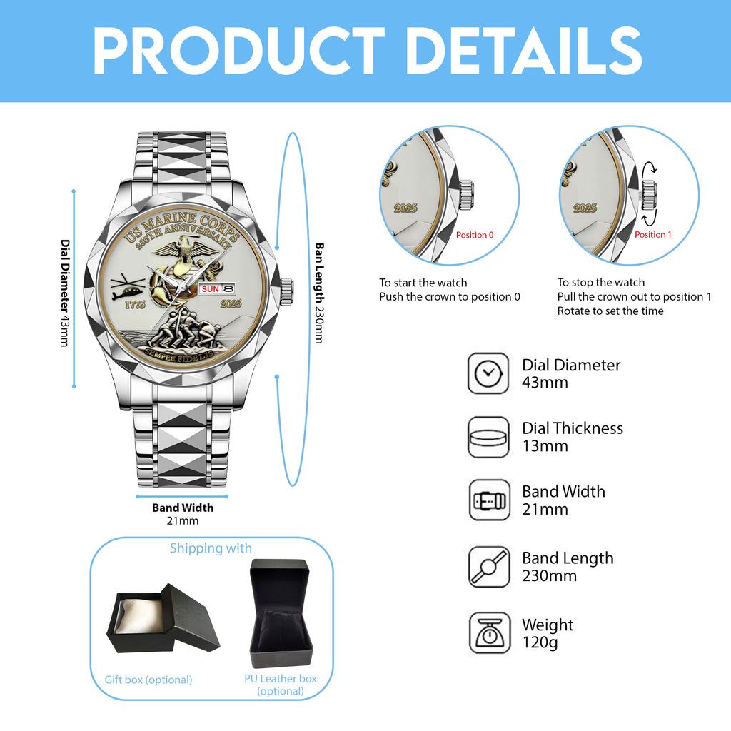 US Marine Corps Alloy Luxury Quartz Watch – MAITM 12179
