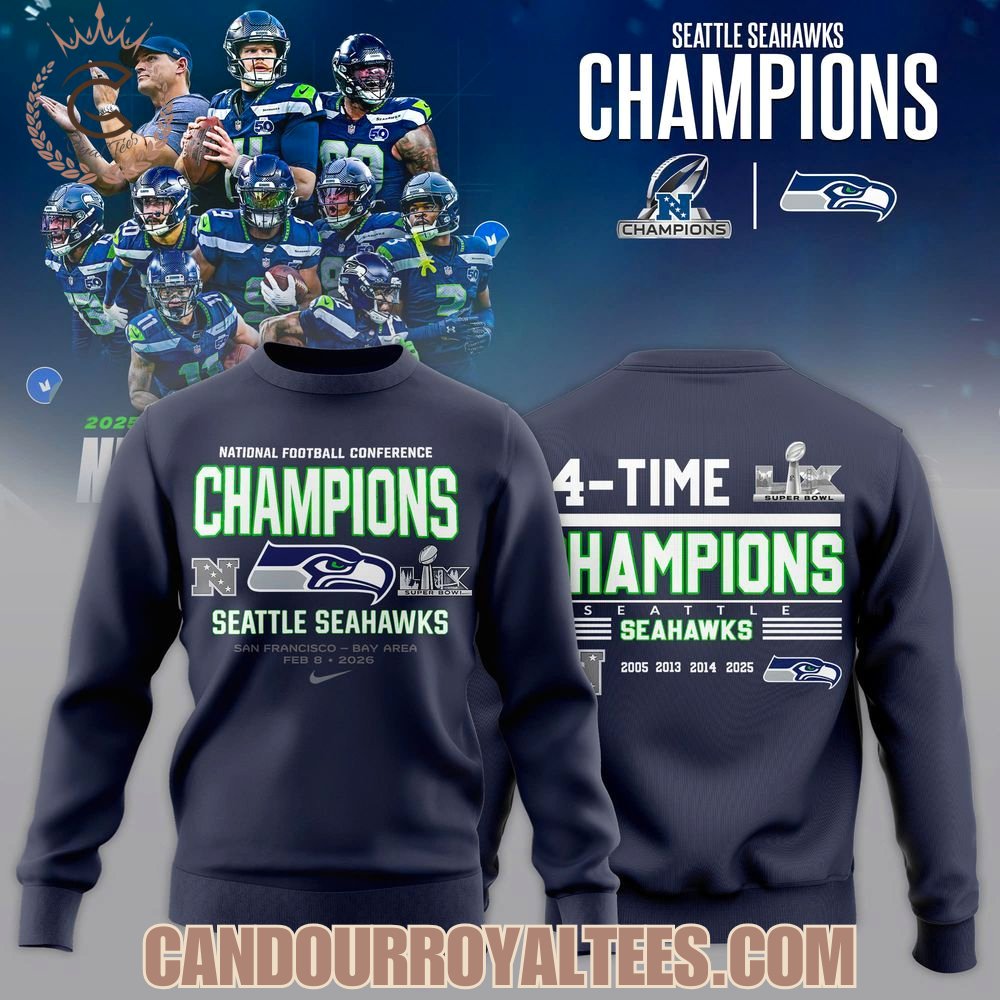 4-Time NFC Champions Seattle Seahawks Tshirt, Hoodie