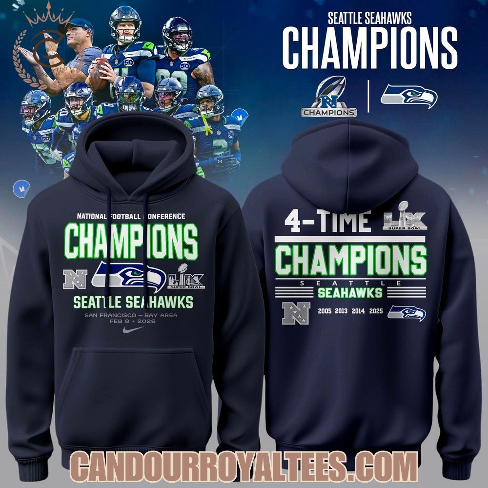 4-Time NFC Champions Seattle Seahawks Tshirt, Hoodie