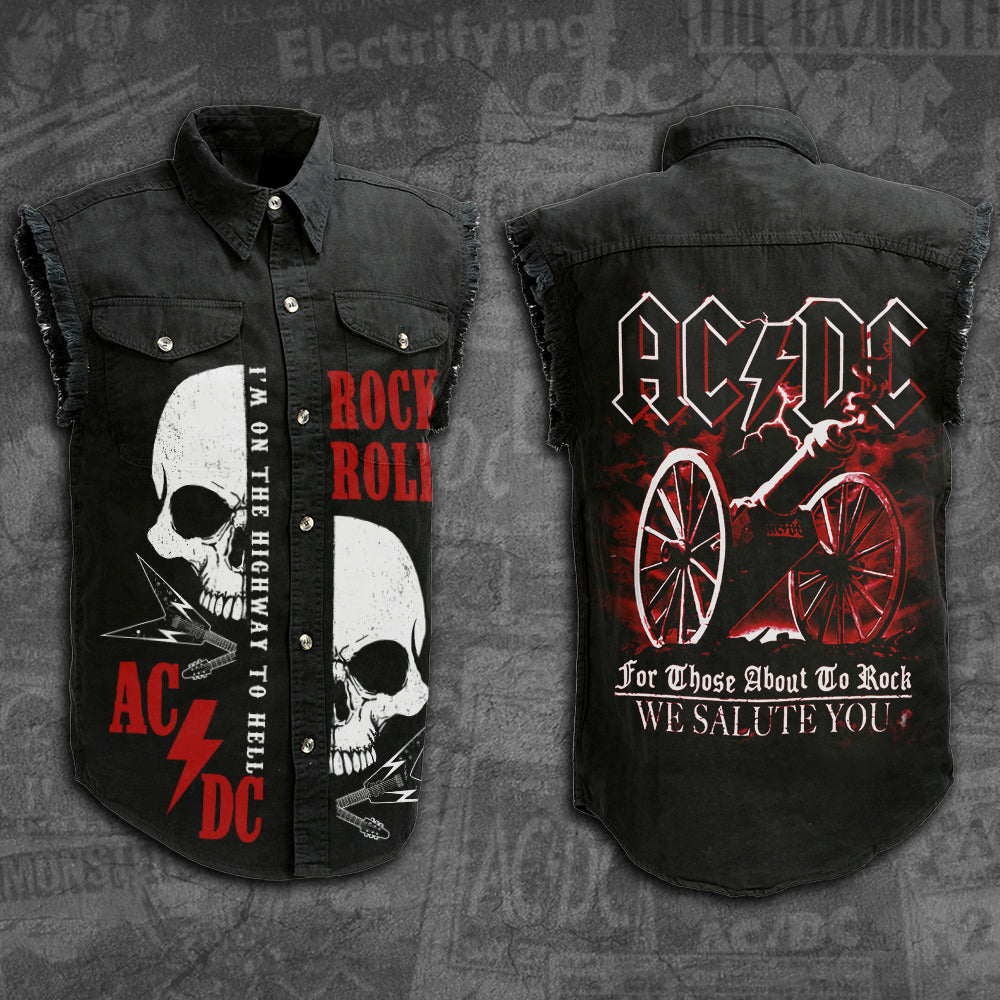 AC/DC 3D Lightweight Sleeveless Denim Shirt – HUANNM 3136