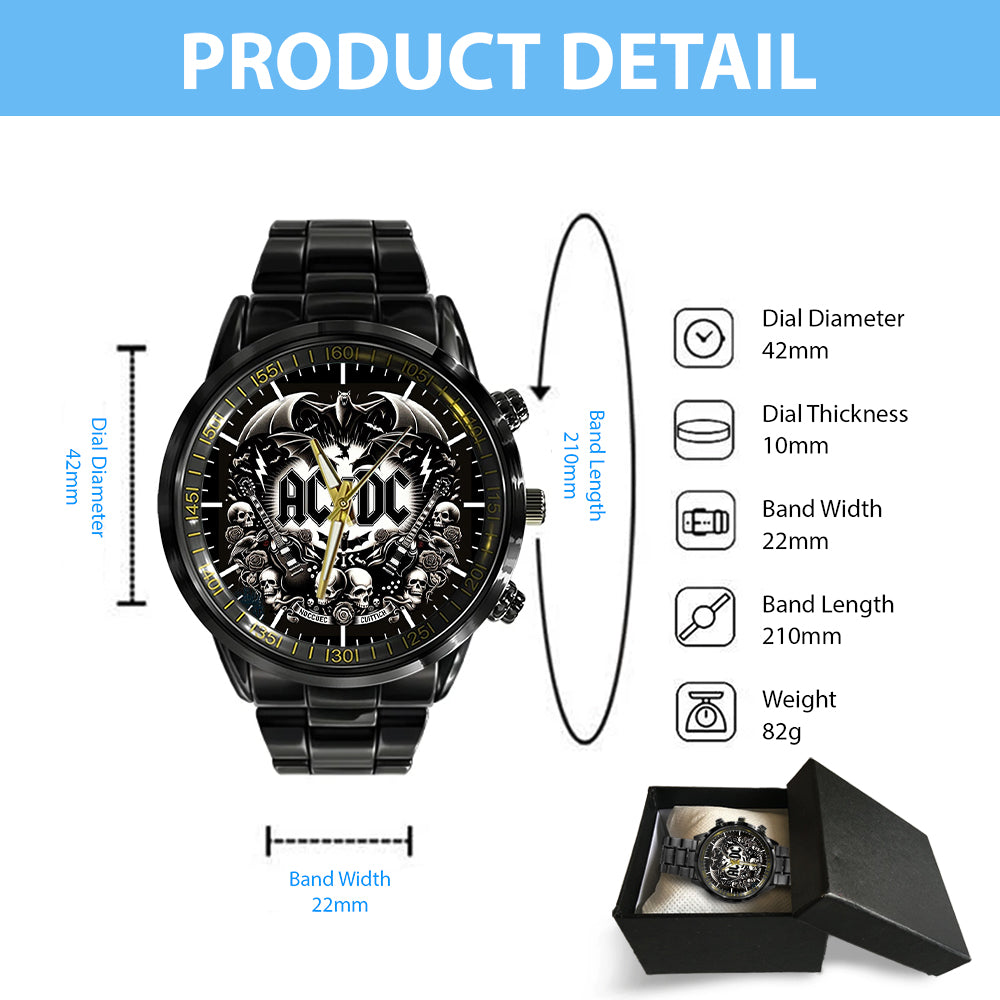 AC/DC Black Stainless Steel Watch – GNE 699