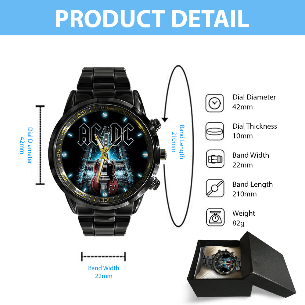 AC/DC Black Stainless Steel Watch – GNE 738
