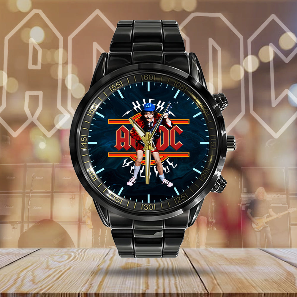 AC/DC Black Stainless Steel Watch – HUANNM 5298