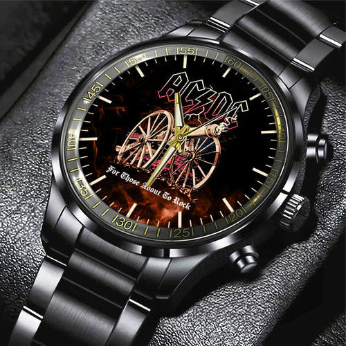 AC/DC Black Stainless Steel Watch – HUANNM 5300