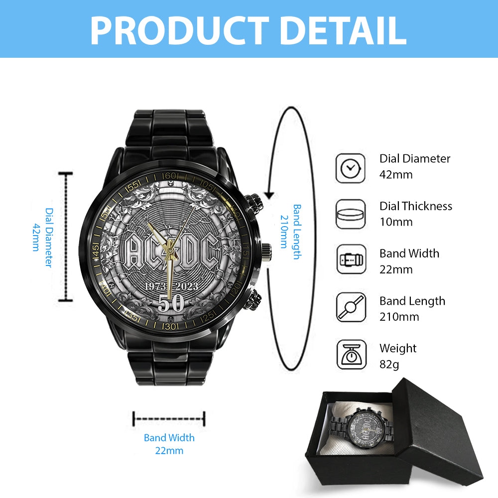 AC/DC Black Stainless Steel Watch – TANTN 5580