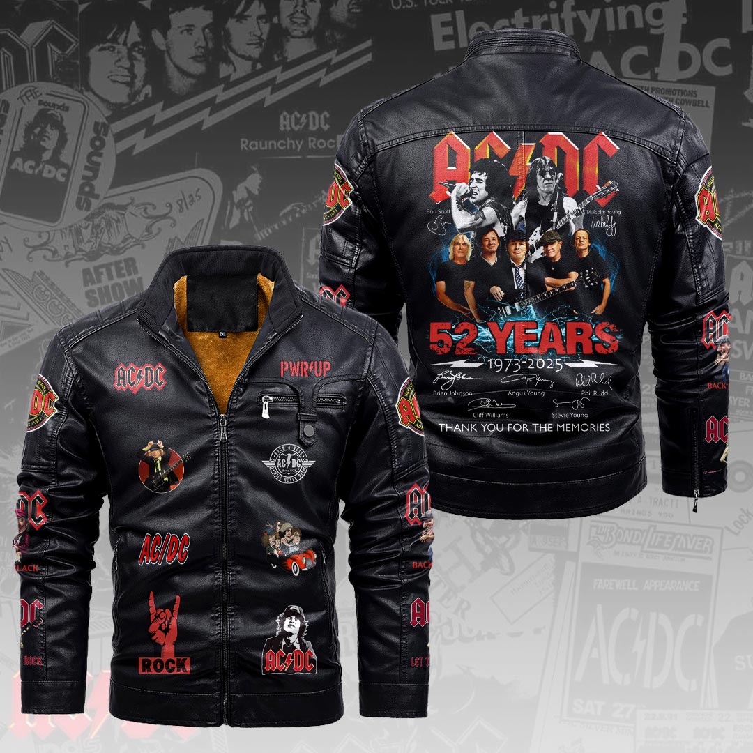 AC/DC 2D Leather Yellow Fleece Jacket – HOATT14707