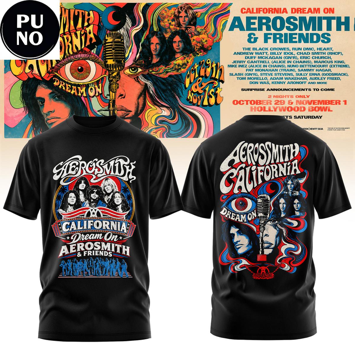 Aerosmith California Dream On 2026 Hollywood Bowl Hoodie T-Shirt