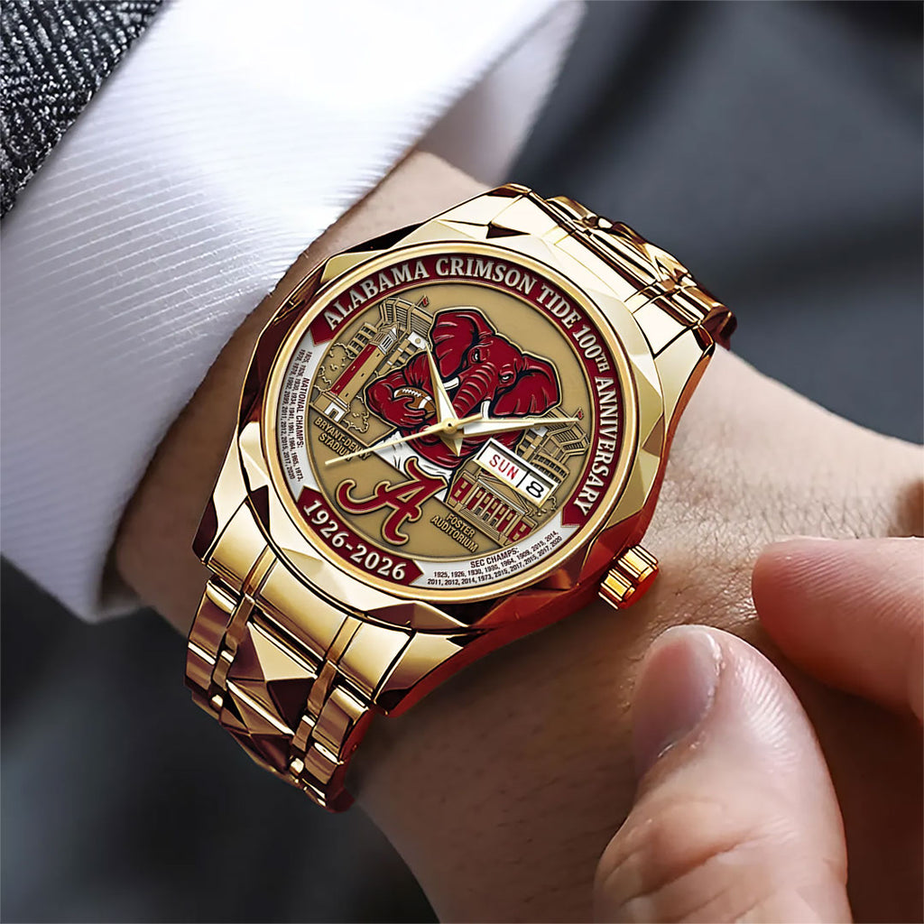Alabama Crimson Tide Football 100th Anniversary 2026 Alloy Luxury Quartz Watch – TANTN21312