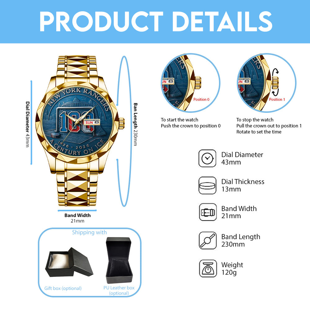 New York Rangers Alloy Luxury Quartz Watch – GNE4310