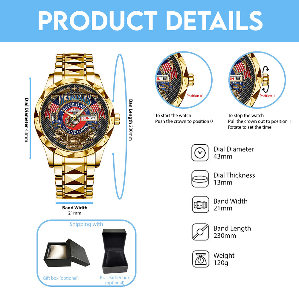 US Marine Corps Alloy Luxury Quartz Watch – TMTHU 107