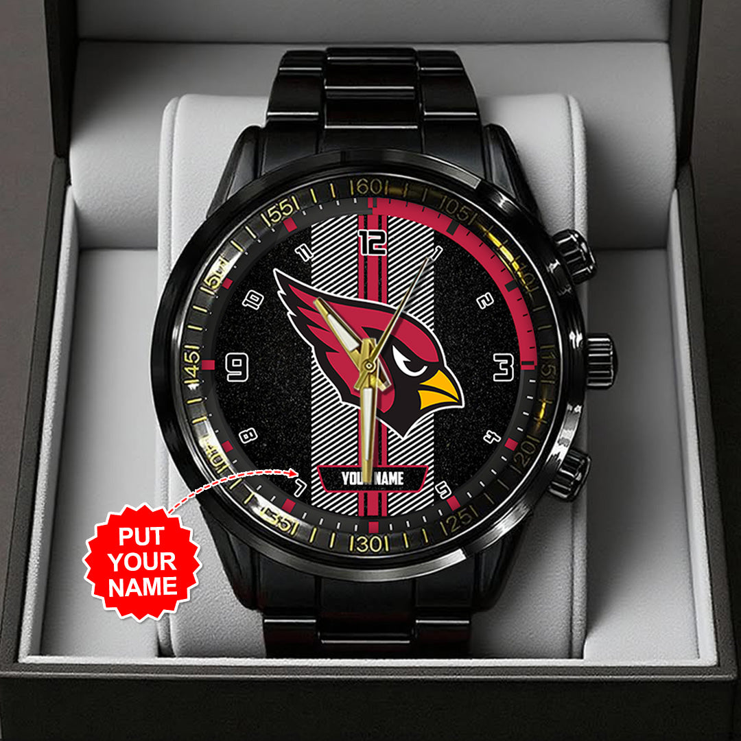Personalized Arizona Cardinals Black Stainless Steel Watch – TANTN16003