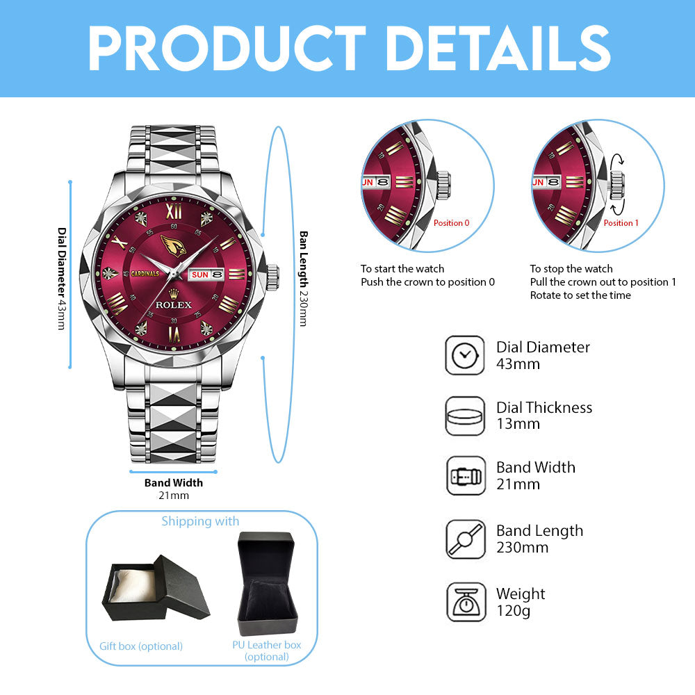 Arizona Cardinals x Rolex Alloy Luxury Quartz Watch – MAITM13382