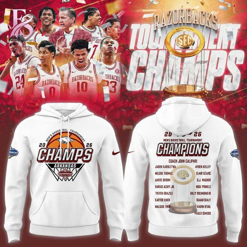 Arkansas Razorbacks Basketball 2026 SEC Men’s Basketball Tournament Champions Hoodie