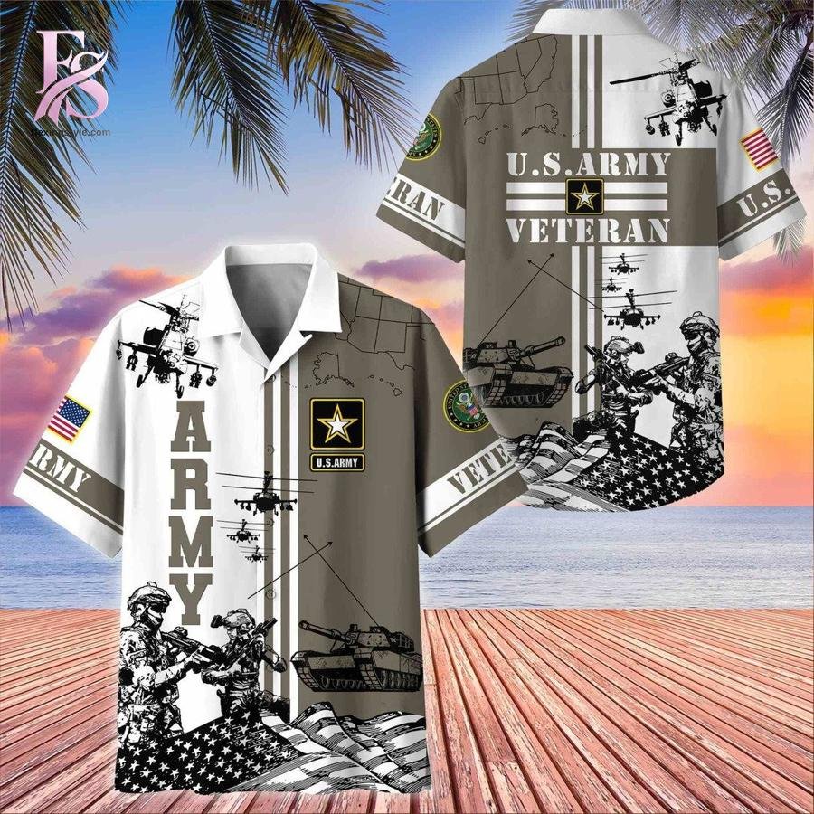 Army US Veterans Military Hawaiian Shirt
