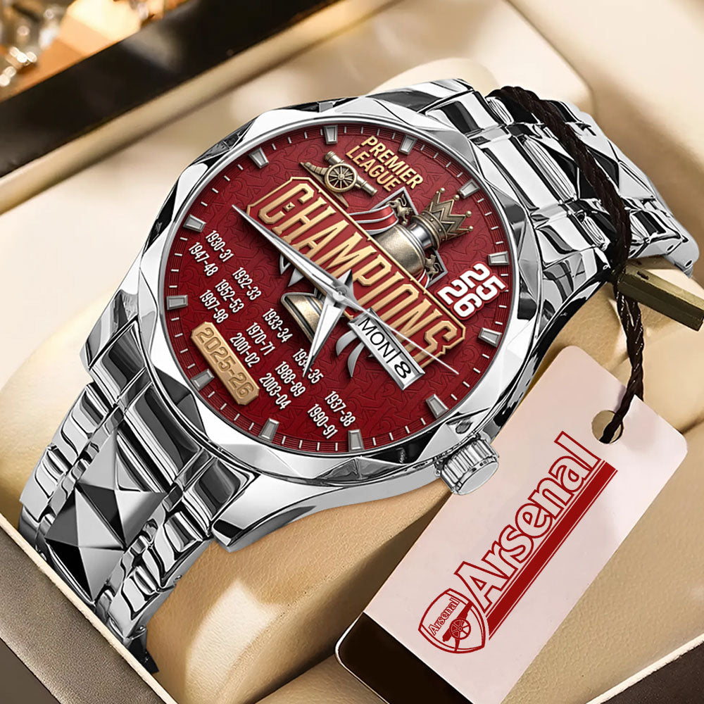 Arsenal FC Premier League Champions 25/26 Alloy Luxury Quartz Watch – TMTHU6337