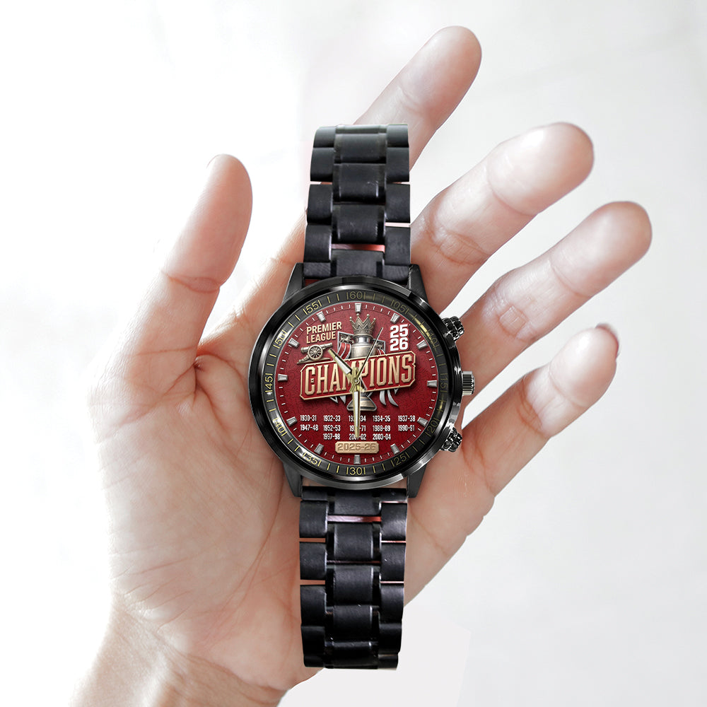 Arsenal FC Premier League Champions 25/26 Black Stainless Steel Watch – TMTHU6340
