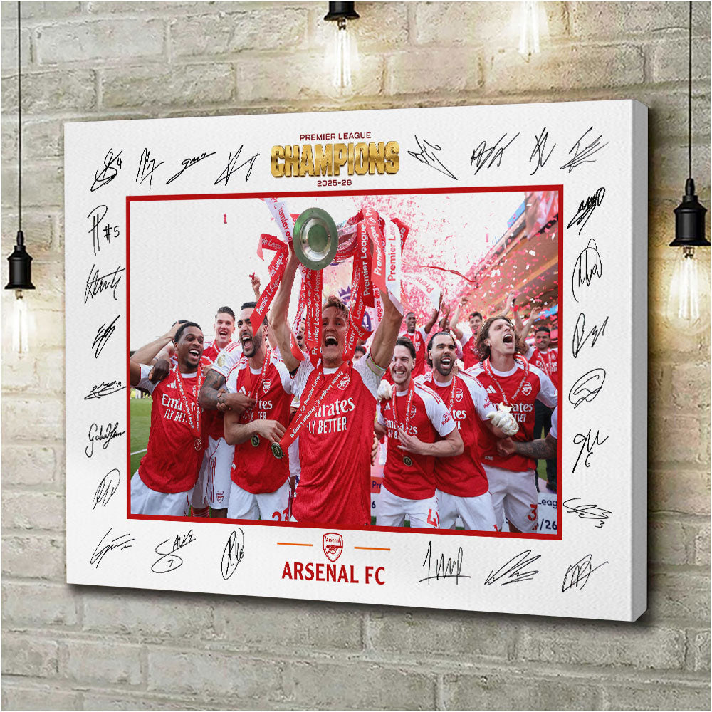 Arsenal FC Premier League Champions 25/26 Rectangle Canvas With Inner Frame – HOATT18478