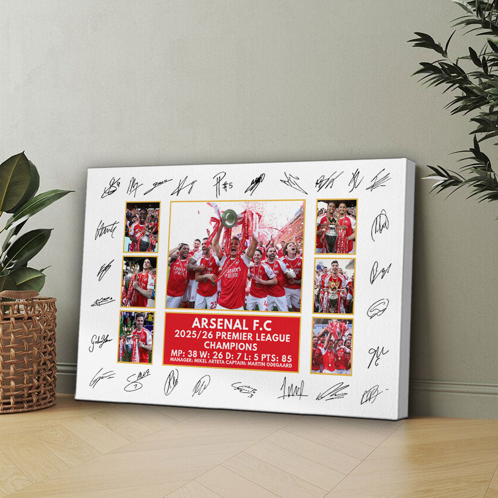 Arsenal FC Premier League Champions 25/26 Rectangle Canvas With Inner Frame – HOATT18846