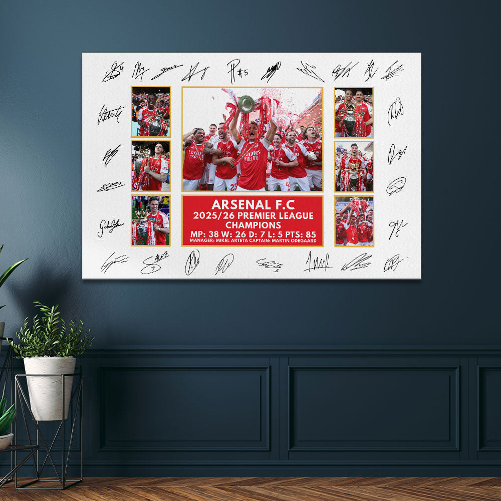 Arsenal FC Premier League Champions 25/26 Rectangle Canvas With Inner Frame – HOATT18846