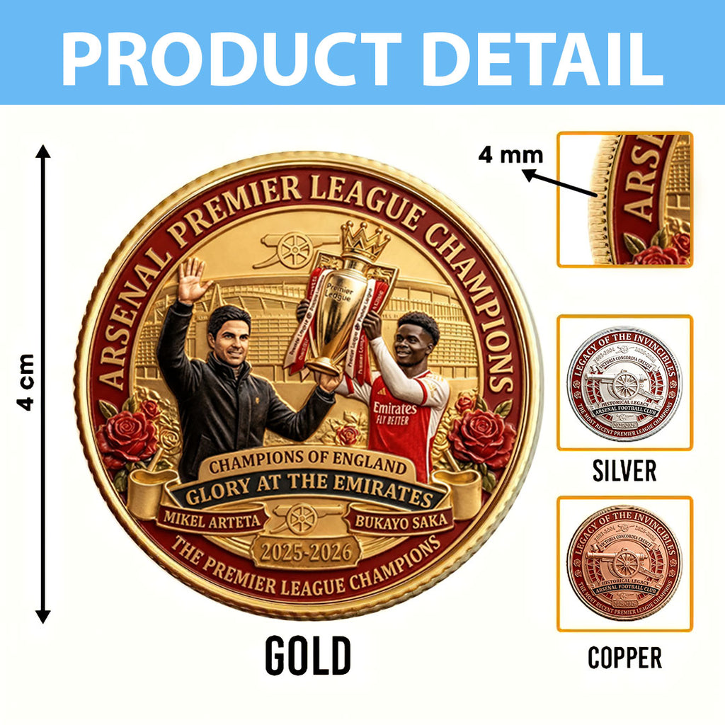 Arsenal FC Premier League Champions 25/26 Commemorative Coin – HOATT18174