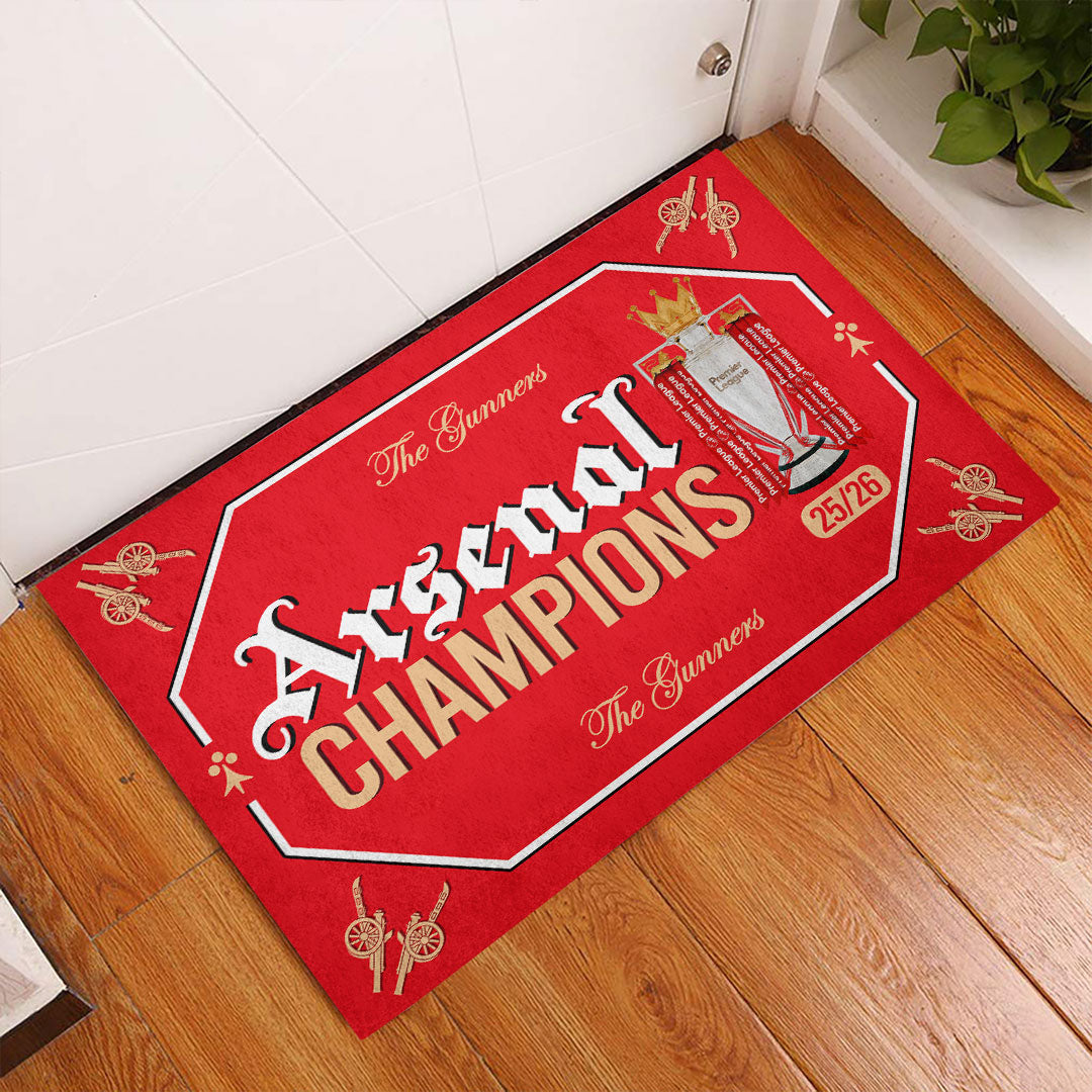Arsenal FC Premier League Champions 25/26 Custom Doormat – HOATT18315