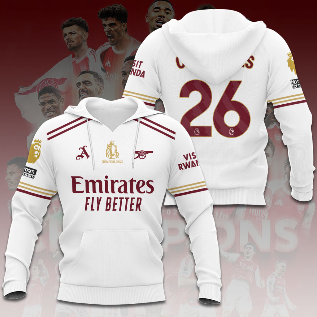 Arsenal FC Premier League Champions 25/26 3D Apparel – HOATT18200