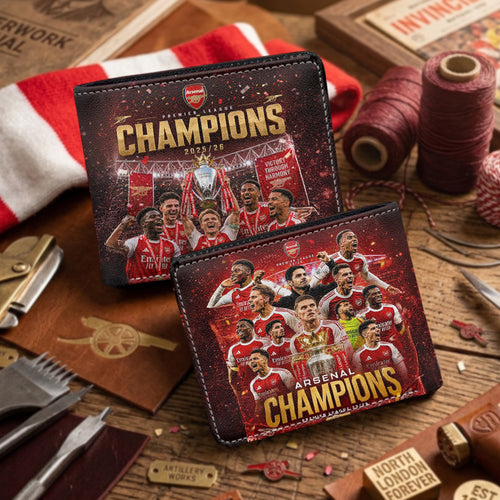 Arsenal FC Premier League Champions 25/26 3D Leather Men Wallet – GNE6631