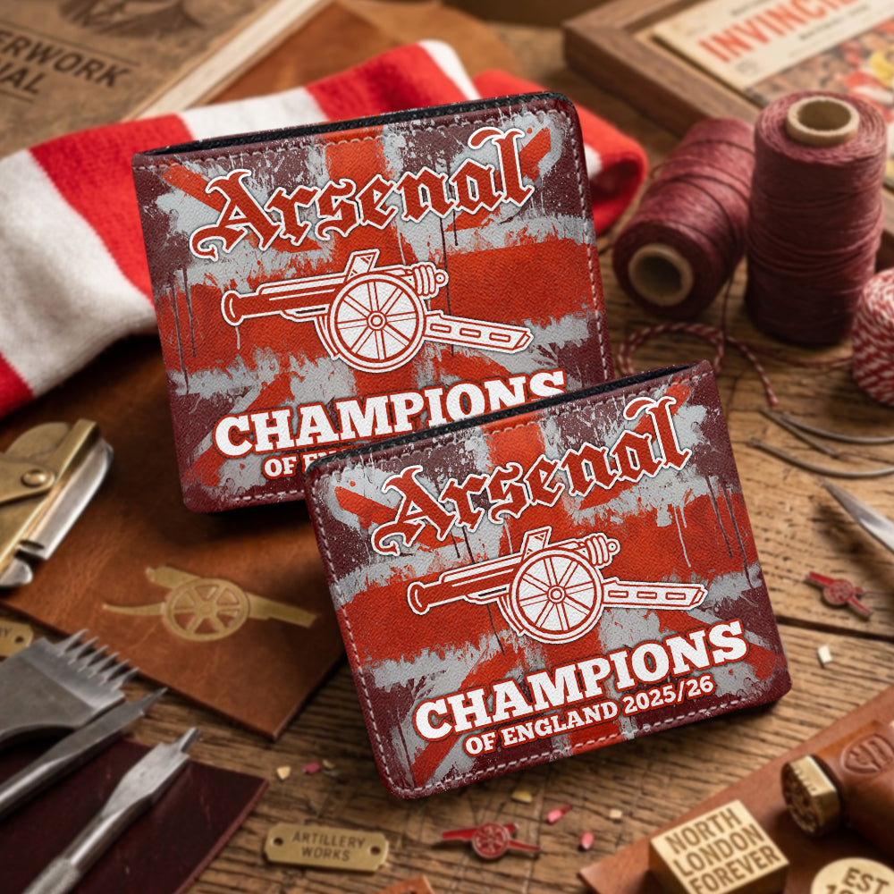 Arsenal FC Premier League Champions 25/26 3D Leather Men Wallet – GNE6634