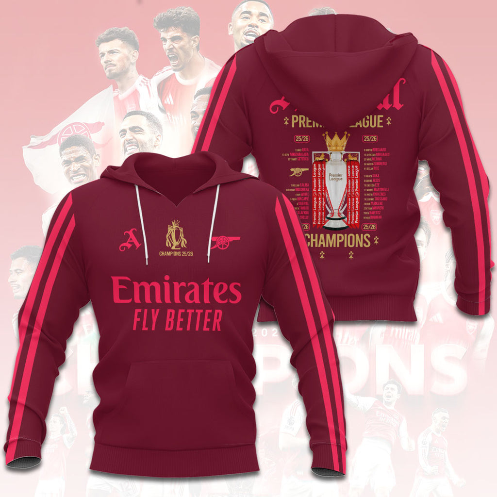 Arsenal FC Premier League Champions 25/26 3D Apparel – HOATT18420