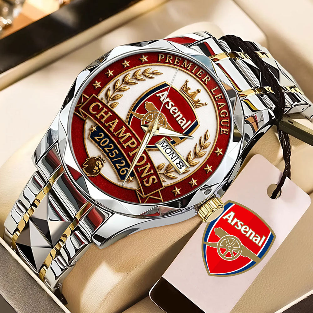 Arsenal FC Premier League Champions 25/26 Alloy Luxury Quartz Watch – TANTN23118