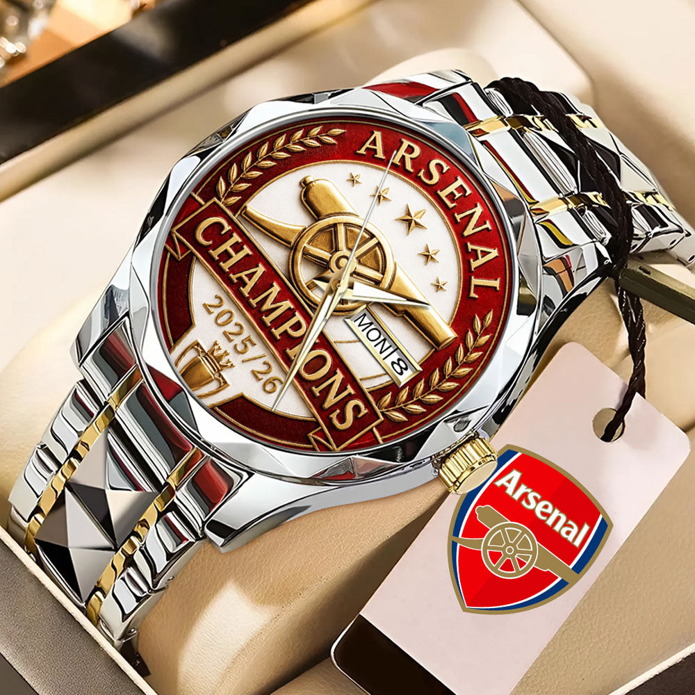 Arsenal FC Premier League Champions 25/26 Alloy Luxury Quartz Watch – TANTN23119
