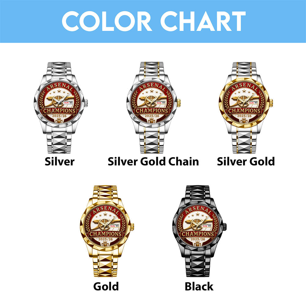 Arsenal FC Premier League Champions 25/26 Alloy Luxury Quartz Watch – TANTN23119