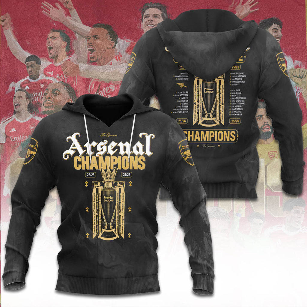 Arsenal FC Premier League Champions 25/26 3D Apparel – TANTN23010