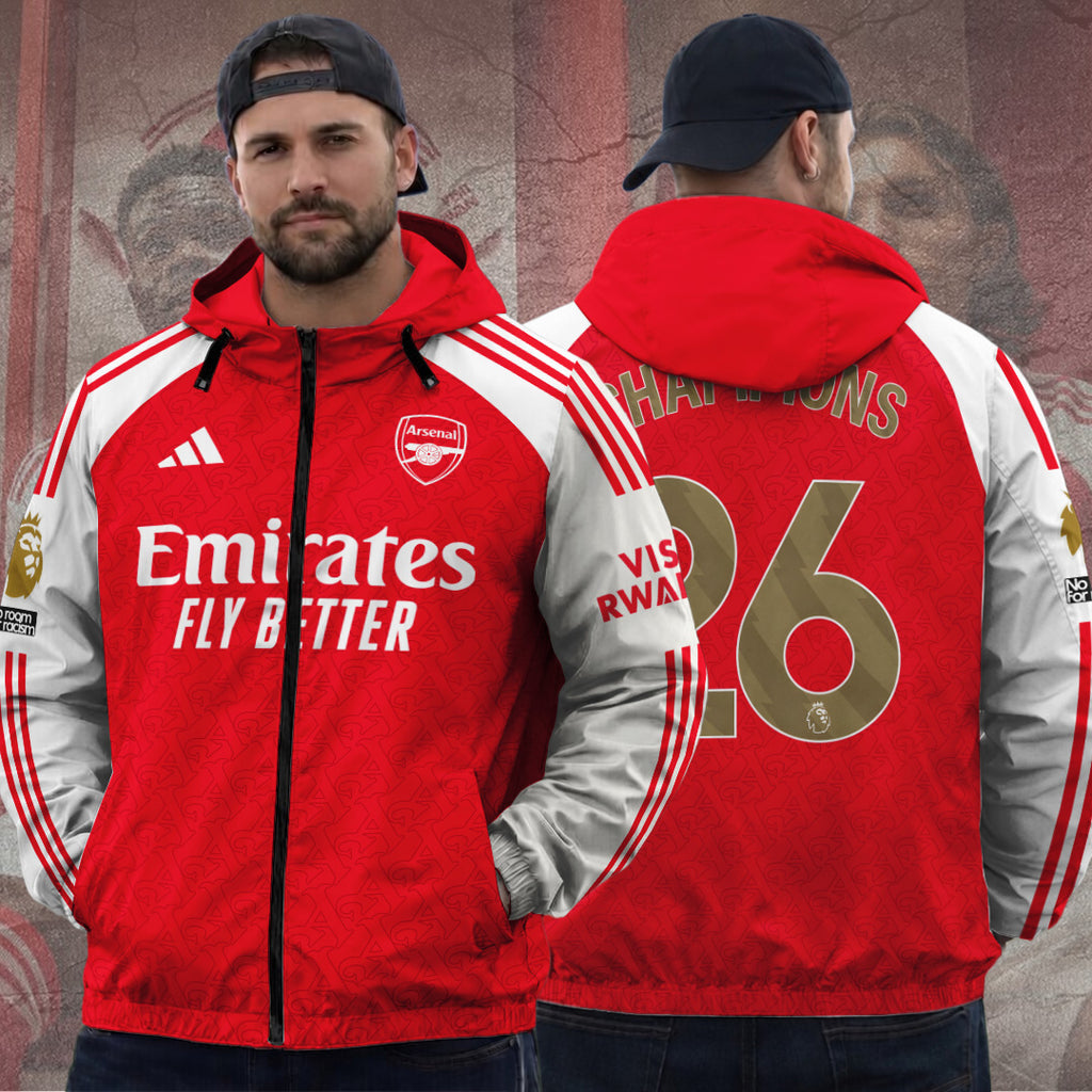 Arsenal FC Premier League Champions 25/26 3D Windbreaker Jacket – TANTN23501