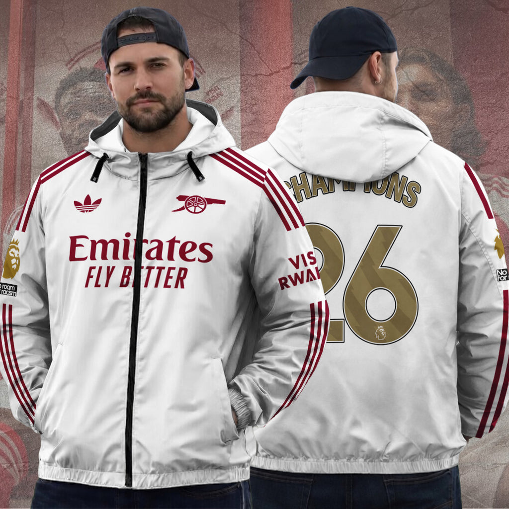 Arsenal FC Premier League Champions 25/26 3D Windbreaker Jacket – TANTN23502