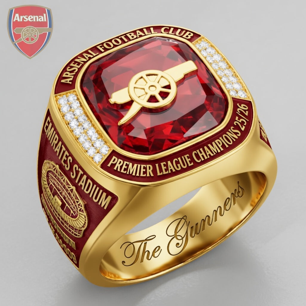 Arsenal FC Premier League Champions 25/26 3D Engraved Ring – TANTN23043