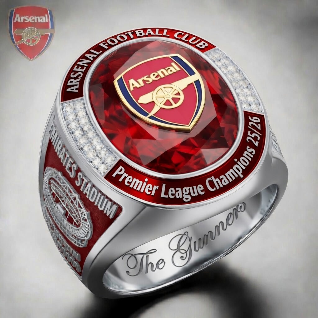 Arsenal FC Premier League Champions 25/26 3D Engraved Ring – TANTN23044