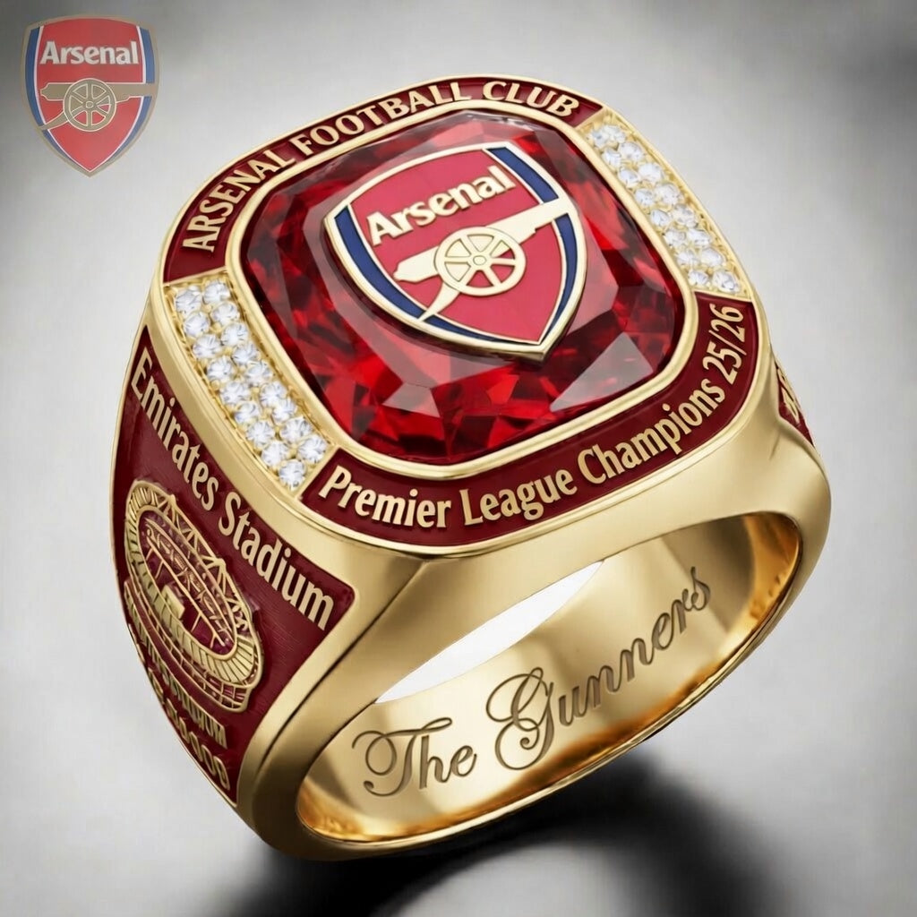Arsenal FC Premier League Champions 25/26 3D Engraved Ring – TANTN23044