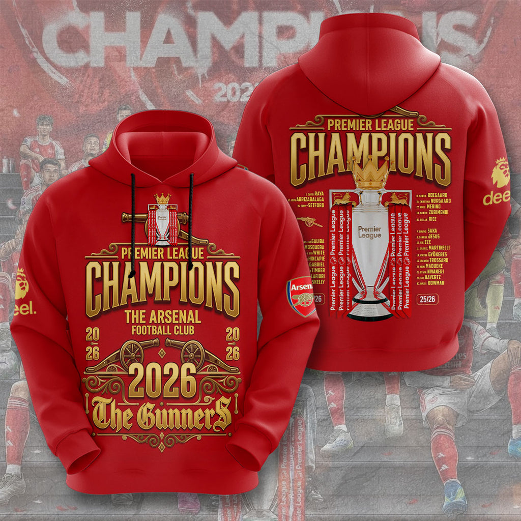 Arsenal FC Premier League Champions 25/26 3D Apparel – GNE7048