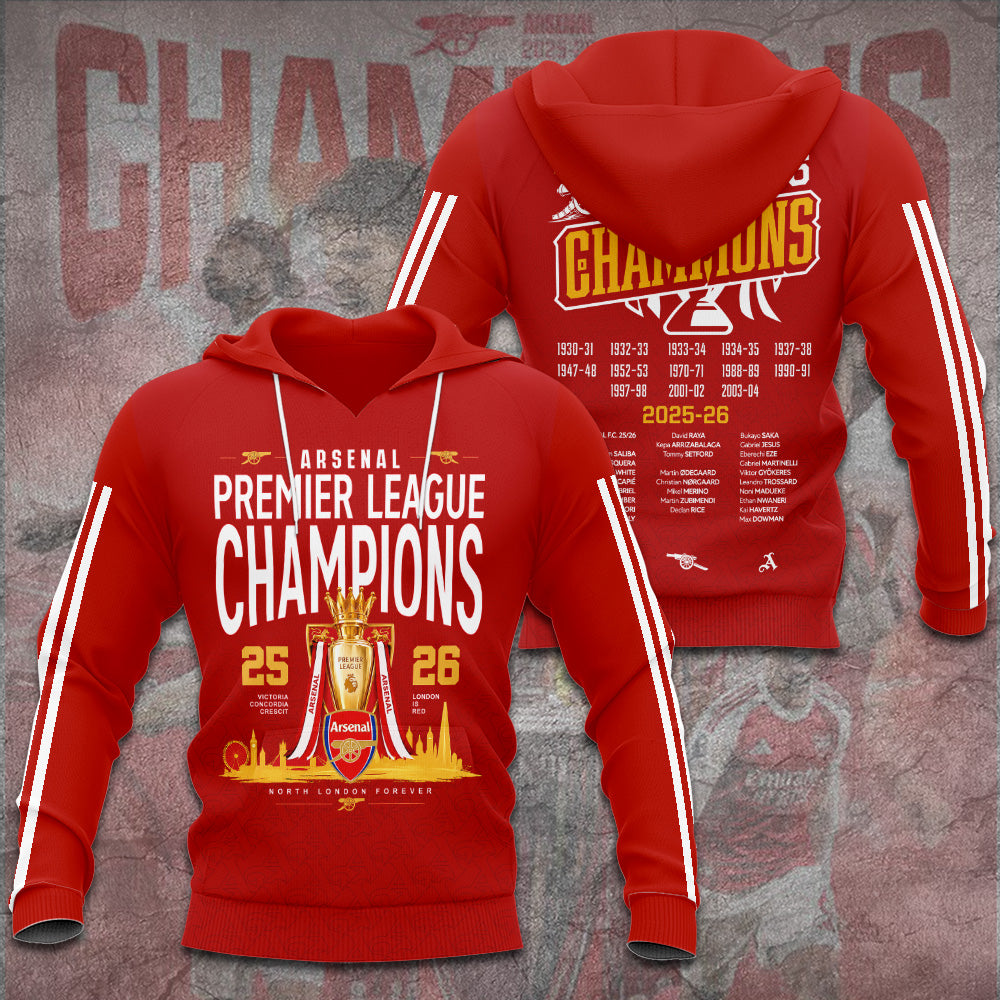 Arsenal FC Premier League Champions 25/26 3D Apparel – GNE6651