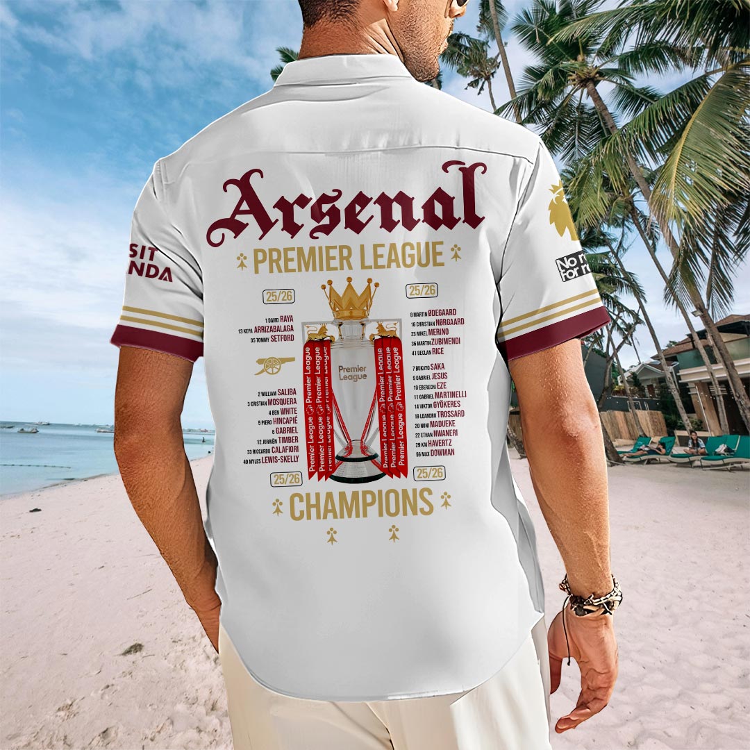 Arsenal FC Premier League Champions 25/26 Short Sleeve Button-Down Shirt – HOATT18161