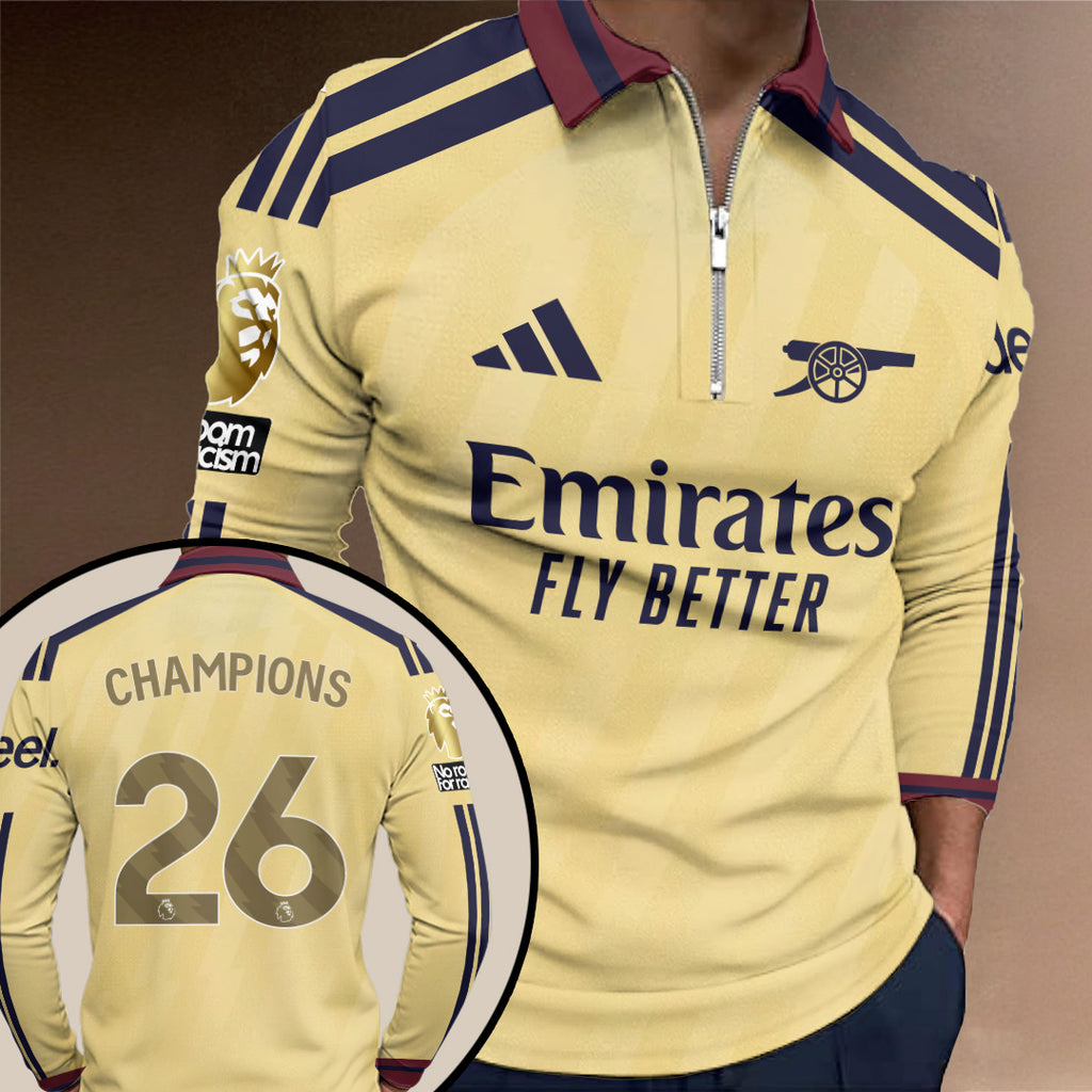 Arsenal FC Premier League Champions 25/26 Zip Polo Shirt – TANTN24711