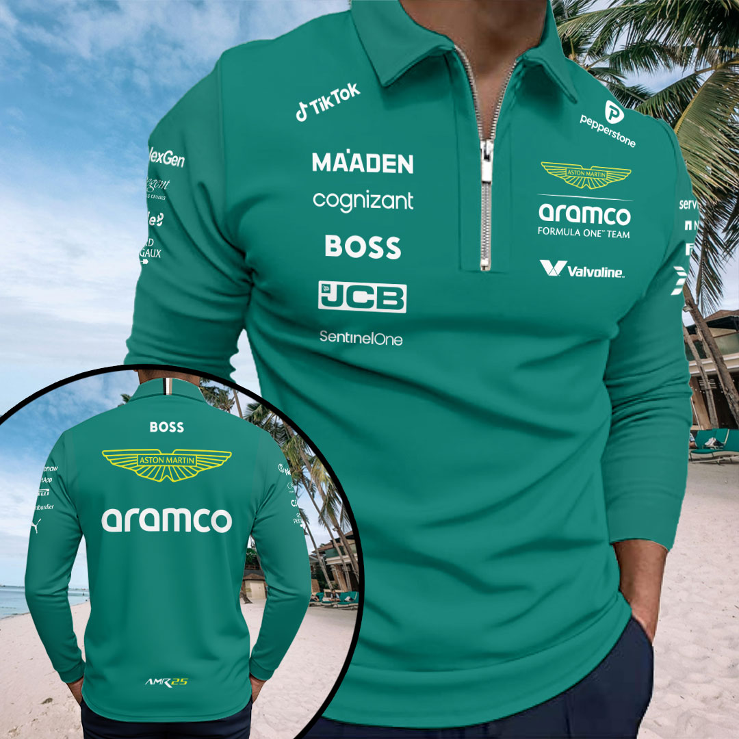 Aston Martin Aramco Cognizant 2025 Zip Polo Shirt – GNE4824