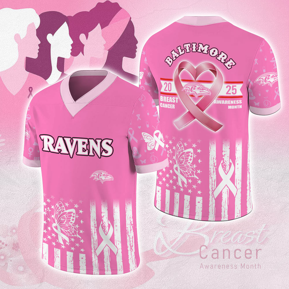 Baltimore Ravens x Breast Cancer Awareness 2025 3D Football Jersey – MAITM12869
