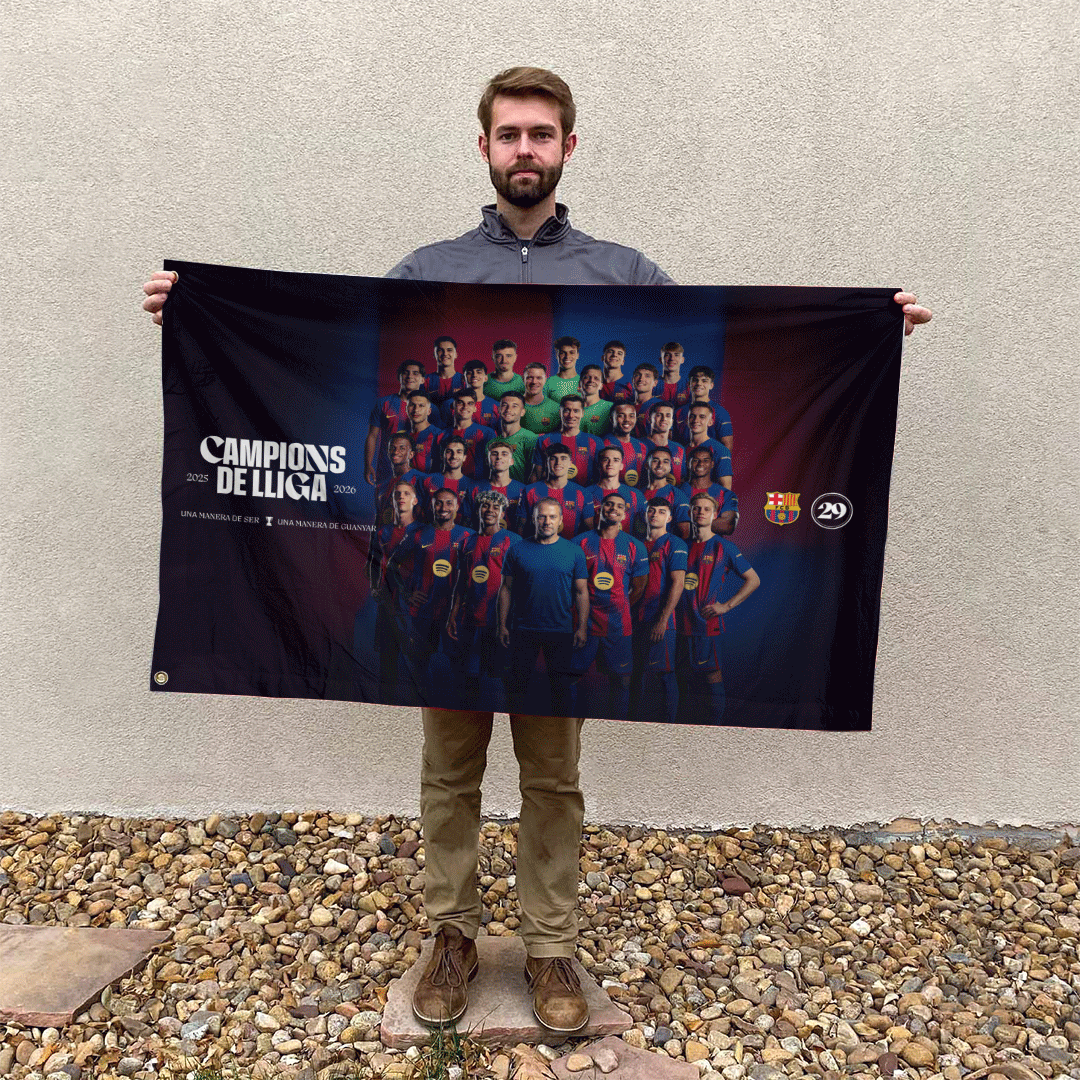 FC Barcelona LaLiga Winners 25/26 3D Double-side House Flag – TANTN22772